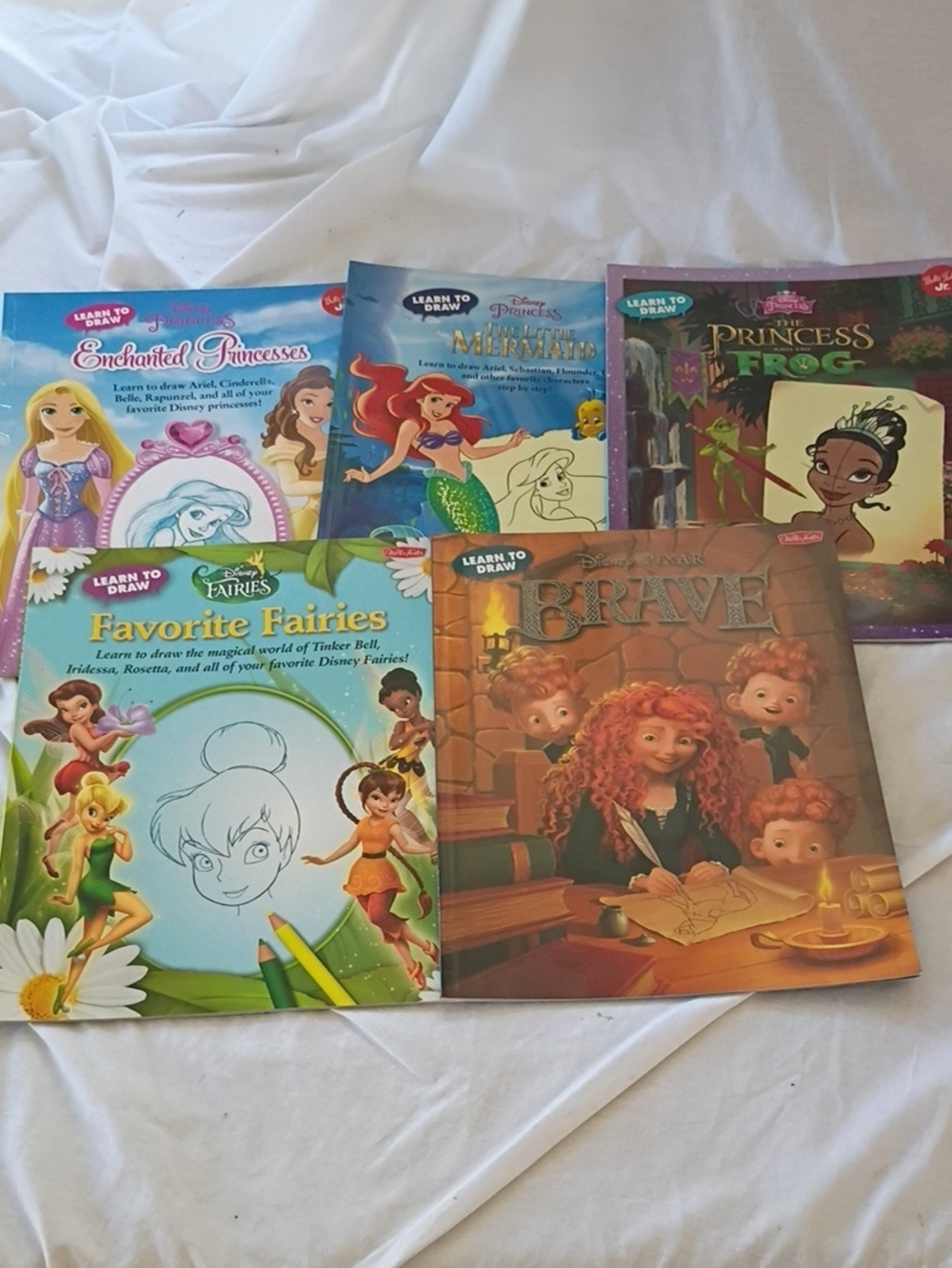 EUC Lot of 5 Disney Walter Foster Learn To Draw Books Disney Princesses Fairies